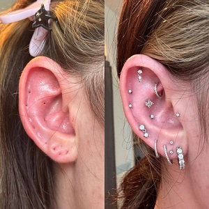 Ear Piercing Before & After