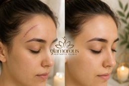 befor and after best result surgical scar on for head